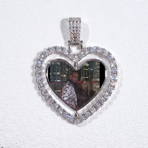 3D Spinning 2-Faced Heart Custom Picture Pendant