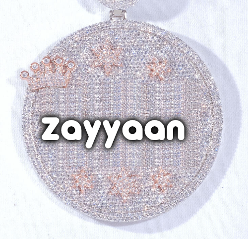 CUSTOM LETTER NECKLACE 3D BIG CROWN DISC