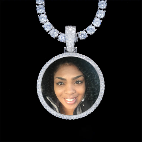 925S & VVS Moissanite 3D Circle Custom Picture Pendant