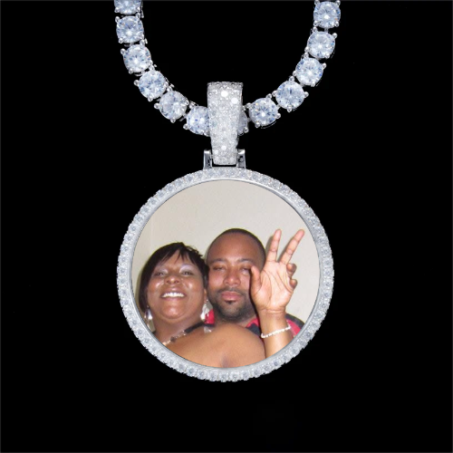 925S & VVS Moissanite 3D Circle Custom Picture Pendant