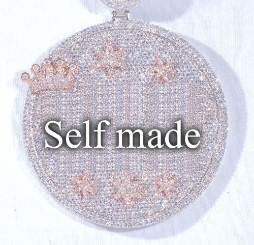 CUSTOM LETTER NECKLACE 3D BIG CROWN DISC