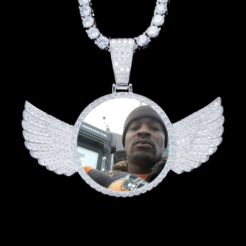 925S & VVS Moissanite 3D Wing Custom Picture Pendant