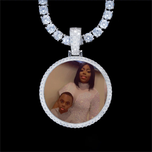 925S & VVS Moissanite 3D Circle Custom Picture Pendant