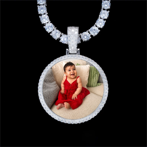 925S & VVS Moissanite 3D Circle Custom Picture Pendant