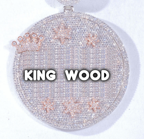 CUSTOM LETTER NECKLACE 3D BIG CROWN DISC