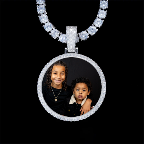 925S & VVS Moissanite 3D Circle Custom Picture Pendant