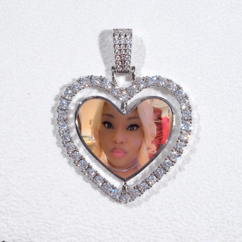 3D Spinning 2-Faced Heart Custom Picture Pendant