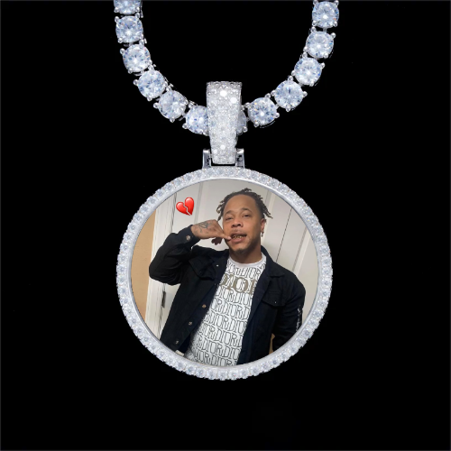 925S & VVS Moissanite 3D Circle Custom Picture Pendant