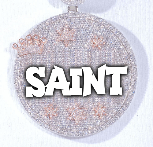 CUSTOM LETTER NECKLACE 3D BIG CROWN DISC