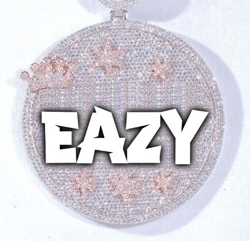 CUSTOM LETTER NECKLACE 3D BIG CROWN DISC