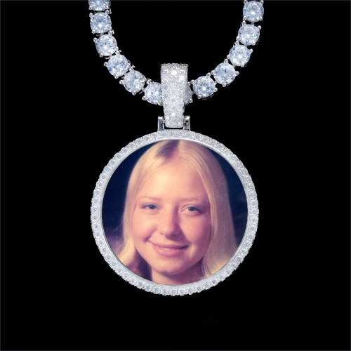 925S & VVS Moissanite 3D Circle Custom Picture Pendant
