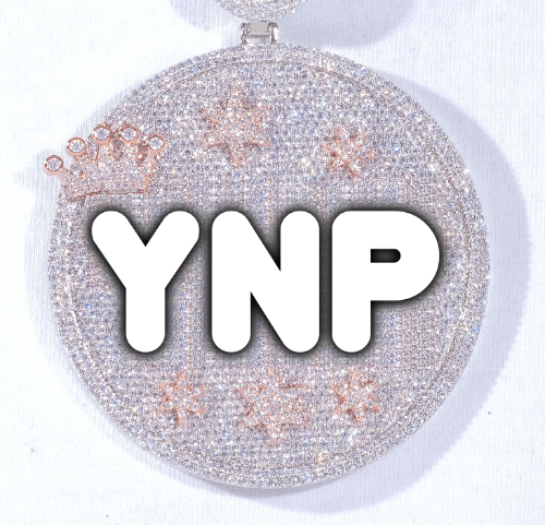 CUSTOM LETTER NECKLACE 3D BIG CROWN DISC