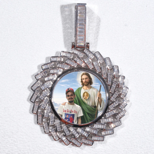 Large 3D Baguette Custom Picture Pendant