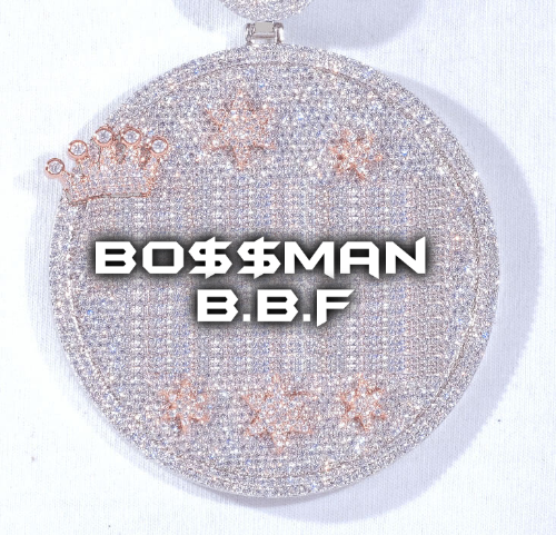 CUSTOM LETTER NECKLACE 3D BIG CROWN DISC