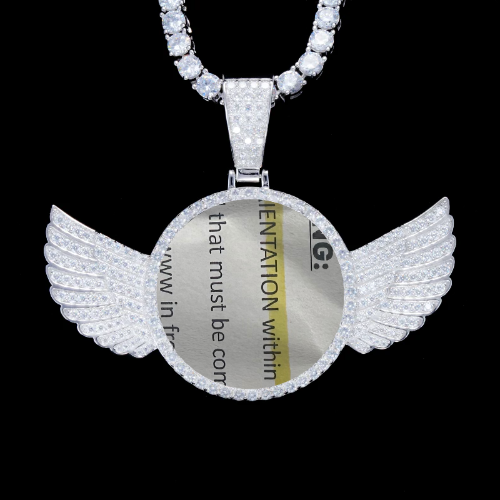 925S & VVS Moissanite 3D Wing Custom Picture Pendant
