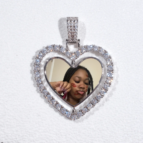 3D Spinning 2-Faced Heart Custom Picture Pendant
