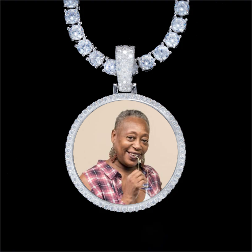 925S & VVS Moissanite 3D Circle Custom Picture Pendant