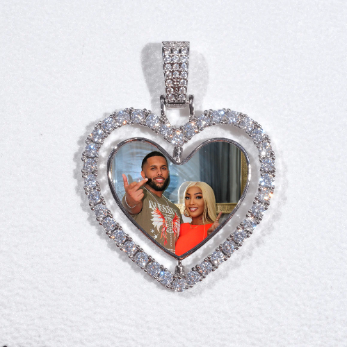 3D Spinning 2-Faced Heart Custom Picture Pendant
