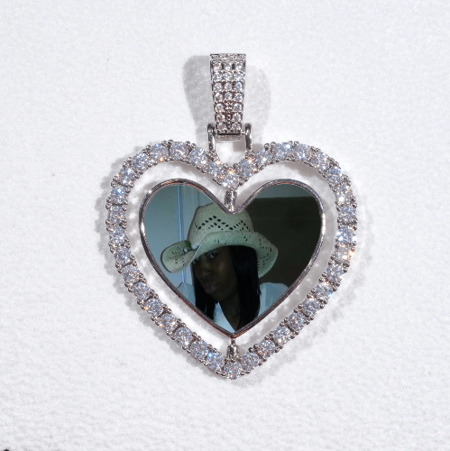 3D Spinning 2-Faced Heart Custom Picture Pendant