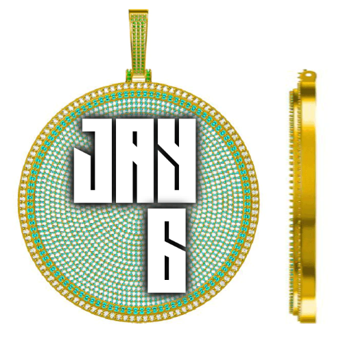 CUSTOM LETTER NECKLACE 3D BIG DISC