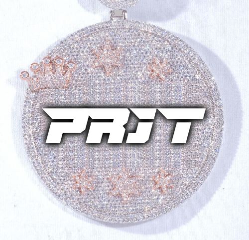 CUSTOM LETTER NECKLACE 3D BIG CROWN DISC