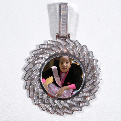 Large 3D Baguette Custom Picture Pendant