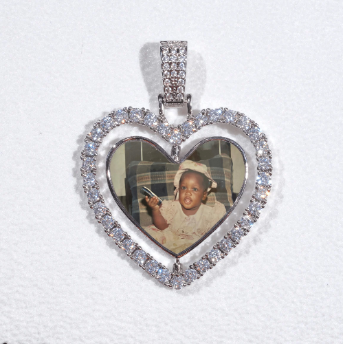 3D Spinning 2-Faced Heart Custom Picture Pendant