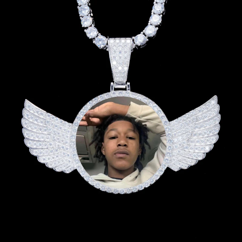 925S & VVS Moissanite 3D Wing Custom Picture Pendant