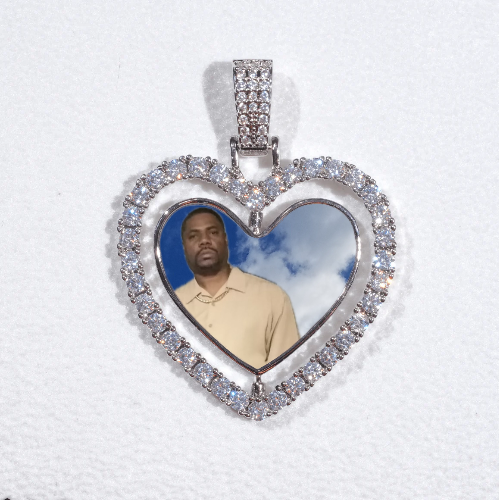 3D Spinning 2-Faced Heart Custom Picture Pendant