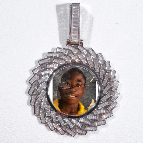 Large 3D Baguette Custom Picture Pendant