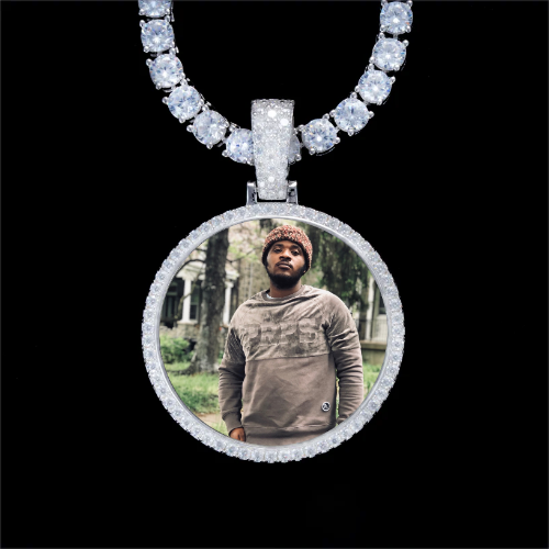 925S & VVS Moissanite 3D Circle Custom Picture Pendant