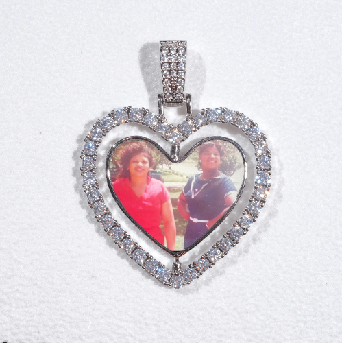 3D Spinning 2-Faced Heart Custom Picture Pendant