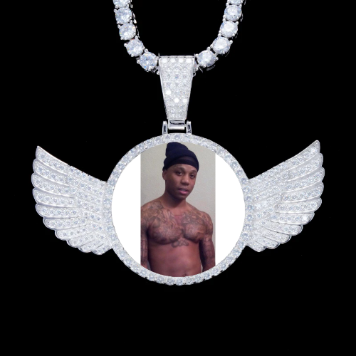 925S & VVS Moissanite 3D Wing Custom Picture Pendant