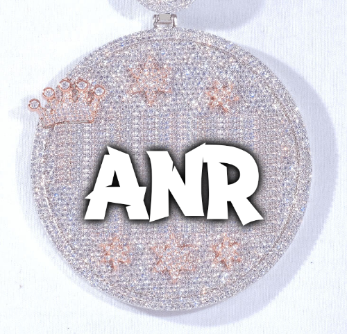 CUSTOM LETTER NECKLACE 3D BIG CROWN DISC