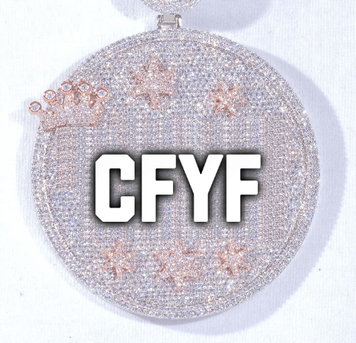 CUSTOM LETTER NECKLACE 3D BIG CROWN DISC