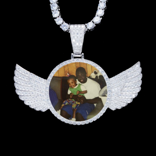 925S & VVS Moissanite 3D Wing Custom Picture Pendant