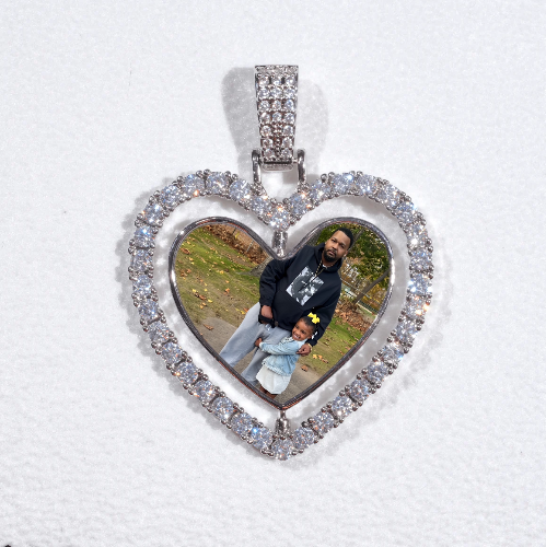 3D Spinning 2-Faced Heart Custom Picture Pendant