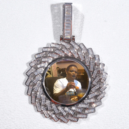 Large 3D Baguette Custom Picture Pendant