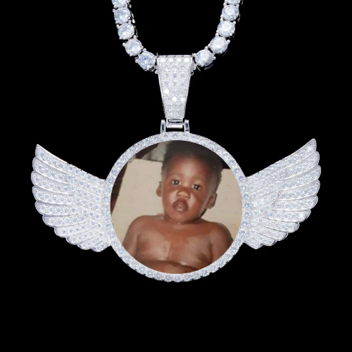 925S & VVS Moissanite 3D Wing Custom Picture Pendant
