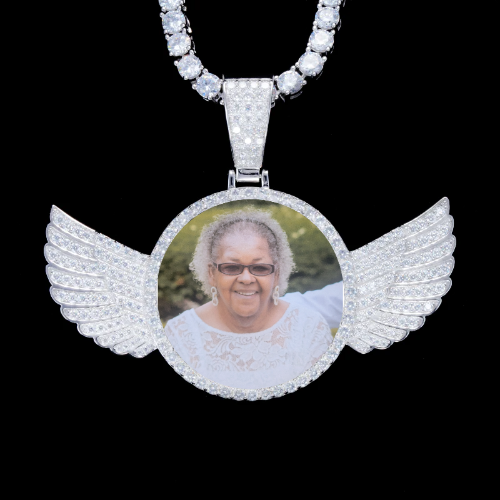 925S & VVS Moissanite 3D Wing Custom Picture Pendant