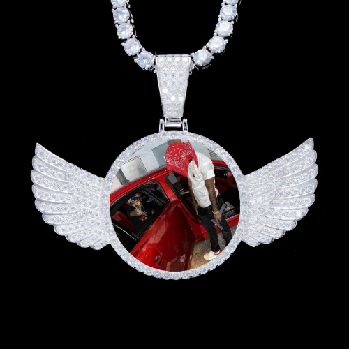 925S & VVS Moissanite 3D Wing Custom Picture Pendant