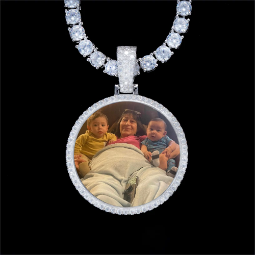 925S & VVS Moissanite 3D Circle Custom Picture Pendant