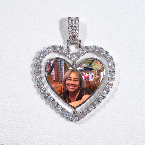 3D Spinning 2-Faced Heart Custom Picture Pendant