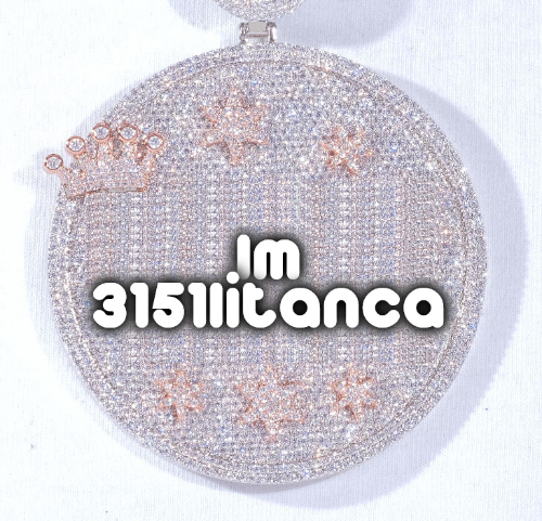 CUSTOM LETTER NECKLACE 3D BIG CROWN DISC