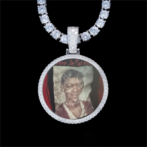 925S & VVS Moissanite 3D Circle Custom Picture Pendant
