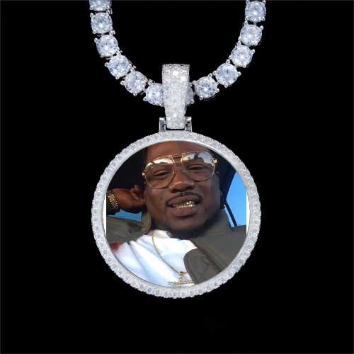 925S & VVS Moissanite 3D Circle Custom Picture Pendant
