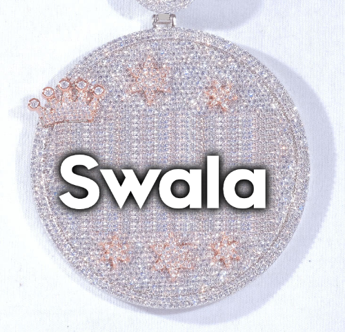 CUSTOM LETTER NECKLACE 3D BIG CROWN DISC