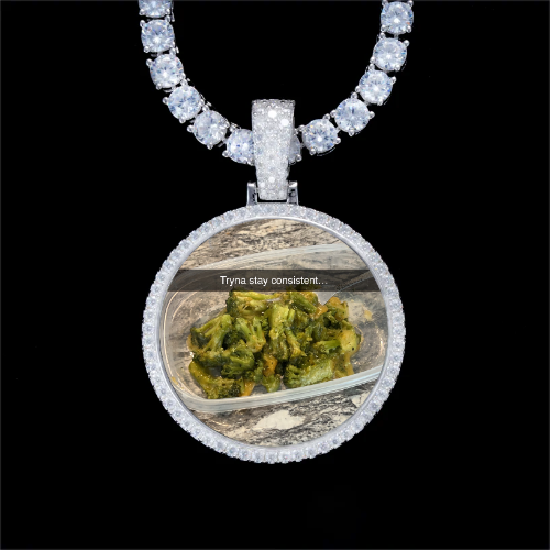 925S & VVS Moissanite 3D Circle Custom Picture Pendant