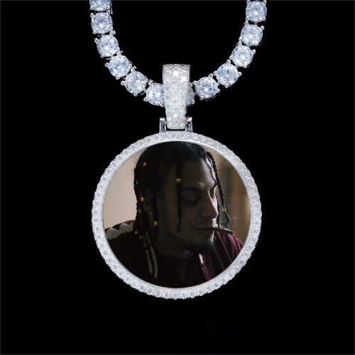 925S & VVS Moissanite 3D Circle Custom Picture Pendant