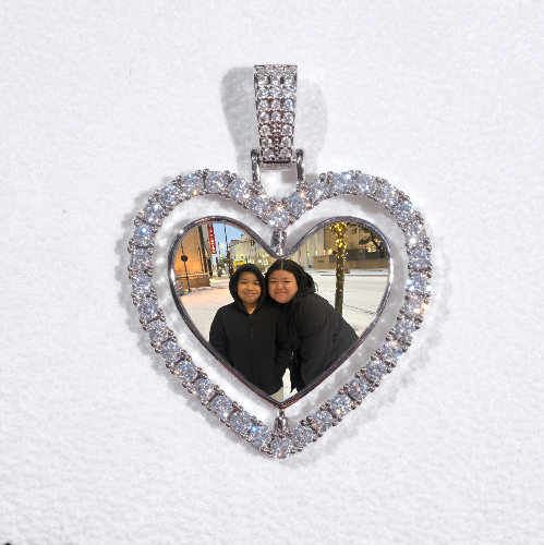 3D Spinning 2-Faced Heart Custom Picture Pendant